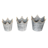 Clayre & Eef | Planthouder Grijs ø 24x22 / ø 21x19 / ø 19x17 cm | 6Y4881