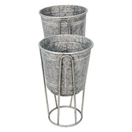 Clayre & Eef | Planthouder Grijs ø 35x31/87 / ø 31x27/76 cm | 6Y4883