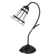 Clayre & Eef | Tiffany Tafellamp Wit Bruin 30x17x48 cm E14/max 1x25W | 5LL-6250