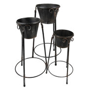 Clayre & Eef | Bloempotten Binnen set van 3 Zwart 38x38x79 / 36x34x61 / 28x27x49 cm | 5Y1109