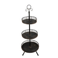 Clayre & Eef | Etagère 3 laags Zwart ø 34x95 cm | 5Y1113