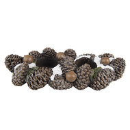 Clayre & Eef | Theelichthouder Dennenappels Bruin 27x11x6 cm | 6PR4819