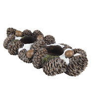 Clayre & Eef | Theelichthouder Dennenappels Bruin 27x11x6 cm | 6PR4819