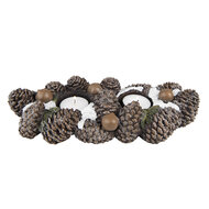 Clayre & Eef | Theelichthouder Dennenappels Bruin 27x11x6 cm | 6PR4819