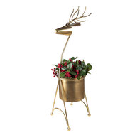 Clayre & Eef | Plantenstandaard Binnen Rendier Goudkleurig 29x22x78 cm | 5Y1090