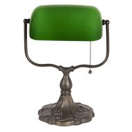 Clayre & Eef | Bureaulamp Bankierslamp Groen, Bruin 27x20x36 cm E27/max 1x60W | 5LL-1144GR