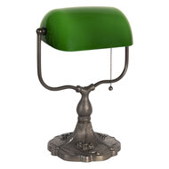 Clayre & Eef | Bureaulamp Bankierslamp Groen, Bruin 27x20x36 cm E27/max 1x60W | 5LL-1144GR