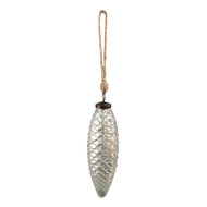 Clayre & Eef | Kerstbal XL Zilverkleurig ø 7x23 cm | 6GL3901
