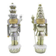 Clayre &amp; Eef   | Kerstdecoratie Beeld Notenkraker set van 2 Goudkleurig, Zilverkleurig 8x6x23 cm | 6PR4856
