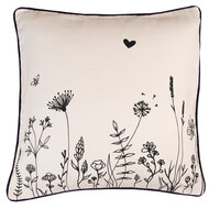 Clayre & Eef | Kussenhoes Beige Zwart 40x40 cm | FAF21