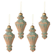 Clayre & Eef | Kerstbal Koperkleurig set 4 ø 6x14 cm | 6GL3952