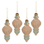 Clayre & Eef | Kerstbal Koperkleurig set 4 ø 6x14 cm | 6GL3953