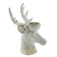 Clayre & Eef | Theelichthouder Rendier Beige, Bruin 12x11x18 cm | 6CE1496