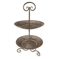 Clayre & Eef | Etagère 2 laags Grijs, Groen ø 28x53 cm | 6Y4847