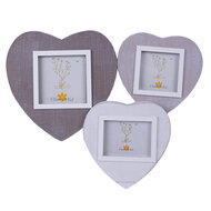 Clayre & Eef | Fotolijst Grijs, Wit 32x2x25 cm / 7x7 / 6x9 / 9x9 cm | 2F0968