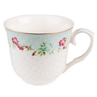 Clayre & Eef | Kop en schotel Wit 13x10x7 / ø 15x2 cm / 250 ml | 6CEKS0128