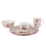 Clayre & Eef | Servies Dinerbord Beige Rood ø 20x2 cm | PFTDP