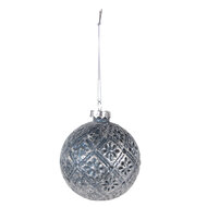 Clayre & Eef | Kerstballen set van 4 Blauw ø 8x8 cm | 6GL4108