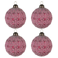 Clayre & Eef | Kerstballen set van 4 Rood ø 8x8 cm | 6GL4110