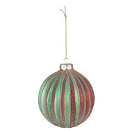 Clayre & Eef | Kerstballen set van 2 Rood Groen ø 10x10 / ø 8x8 cm | 6GL4115