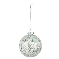 Clayre & Eef | Kerstballen set van 2 Groen Zilverkleurig ø 8x8 cm | 6GL4127