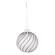 Clayre & Eef | Kerstballen set van 4 Zwart Grijs ø 8x8 cm | 6GL4132