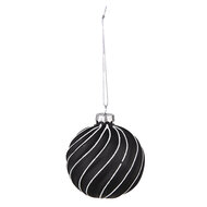 Clayre & Eef | Kerstballen set van 4 Zwart Grijs ø 8x8 cm | 6GL4132