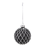 Clayre & Eef | Kerstballen set van 4 Zwart Wit ø 8x8 cm | 6GL4133