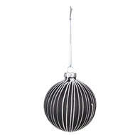 Clayre & Eef | Kerstballen set van 4 Zwart Wit ø 8x8 cm | 6GL4133