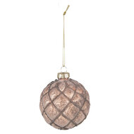 Clayre & Eef | Kerstballen set van 4 bruin ø 8x8 cm | 6GL4144