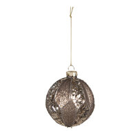 Clayre & Eef | Kerstballen set van 4 Bruin ø 8x8 cm | 6GL4150