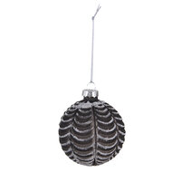 Clayre & Eef | Kerstballen set van 4 Zwart ø 8x8 cm | 6GL4154