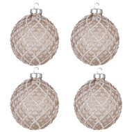 Clayre & Eef | Kerstballen set van 4 Bruin ø 8x8 cm | 6GL4158