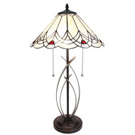 Clayre & Eef | Tiffany Tafellamp Beige ø 39x69 cm E27/max 2x60W | 5LL-6283