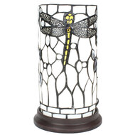 Clayre & Eef | Tiffany Tafellamp Wit, Grijs ø 15x26 cm E14/max 1x40W | 5LL-6302