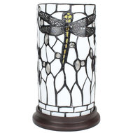 Clayre & Eef | Tiffany Tafellamp Wit, Grijs ø 15x26 cm E14/max 1x40W | 5LL-6302