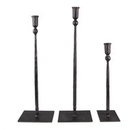 Clayre & Eef | Kandelaar (set van 3) Zwart 16x10x52 / 16x10x49 / 10x9x35 cm | 6Y5444