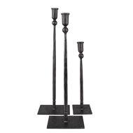 Clayre & Eef | Kandelaar (set van 3) Zwart 16x10x52 / 16x10x49 / 10x9x35 cm | 6Y5444