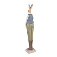 Clayre & Eef | Decoratie Beeld Konijn Blauw, Groen 6x5x36 cm | 6PR3609