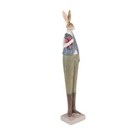 Clayre & Eef | Decoratie Beeld Konijn Blauw, Groen 6x5x36 cm | 6PR3609