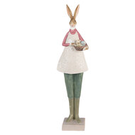 Clayre & Eef | Decoratie Beeld Konijn Beige Groen 9x7x36 cm | 6PR3610