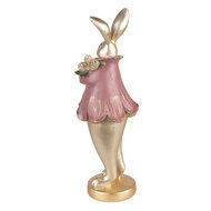 Clayre & Eef | Decoratie Beeld Konijn Goudkleurig 11x10x29 cm | 6PR3626
