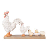 Clayre & Eef | Decoratie Beeld Kip Wit Bruin 34x8x21 cm | 6PR3828