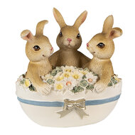 Clayre & Eef | Decoratie beeld Konijnen Bruin Beige 11x9x12 cm | 6PR3839