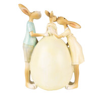 Clayre & Eef | Decoratie beeld Konijnen Groen Geel 13x9x17 cm | 6PR3856