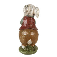 Clayre & Eef | Decoratie beeld Konijn Beige rood groen 9x12x22 cm | 6PR3875