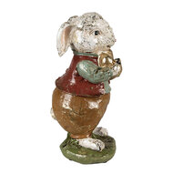Clayre & Eef | Decoratie beeld Konijn Beige rood groen 9x12x22 cm | 6PR3875