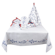 Clayre & Eef | Vierkant Tafelkleed Wit Blauw 100x100 cm | SSF01