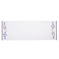 Clayre & Eef | Tafelloper Wit Blauw 50x140 cm | SSF64