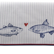 Clayre & Eef | Tafelloper Wit Blauw 50x140 cm | SSF64